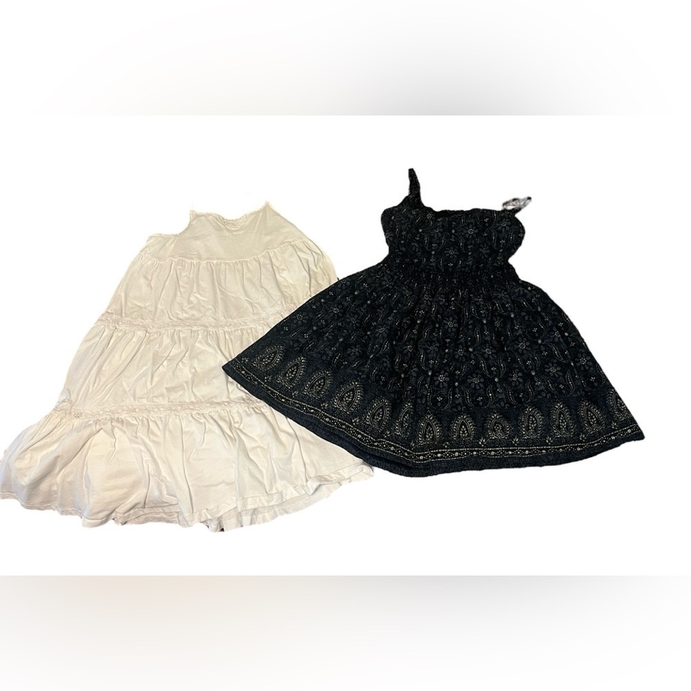 Ralph Lauren Girls 2 PC Summer Set Dress Paisley Print in Black/Blue and Cream